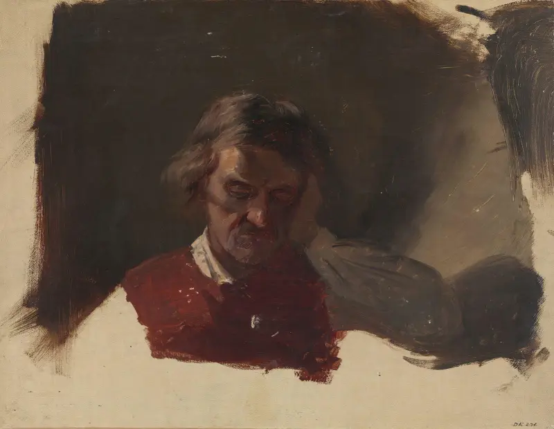 Farmer. Study for Low Church Devotion av Adolph Tidemand