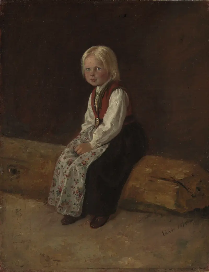 Porträtt av Sella Larsdatter Vikør av Adolph Tidemand