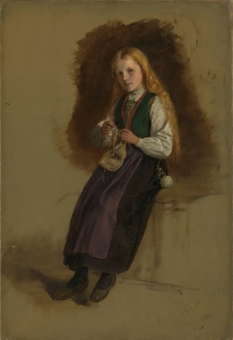 Porträtt av Syneve Larsdatter från Vikør av Adolph Tidemand