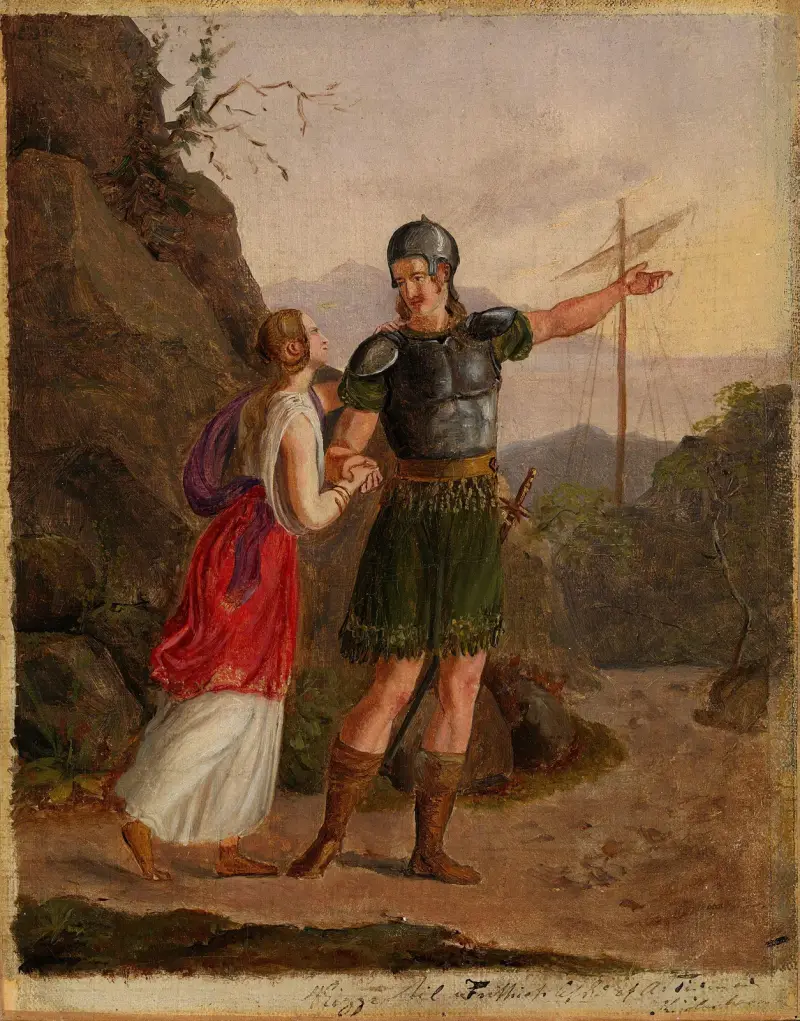 Skizze zu Fridtjofs Aufbruch von Adolph Tidemand