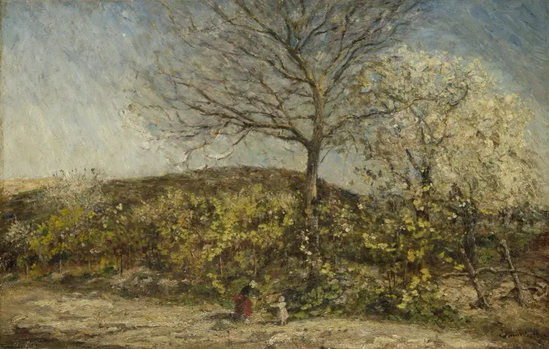 Landskap med blommande fruktträdgård av Adolphe Monticelli