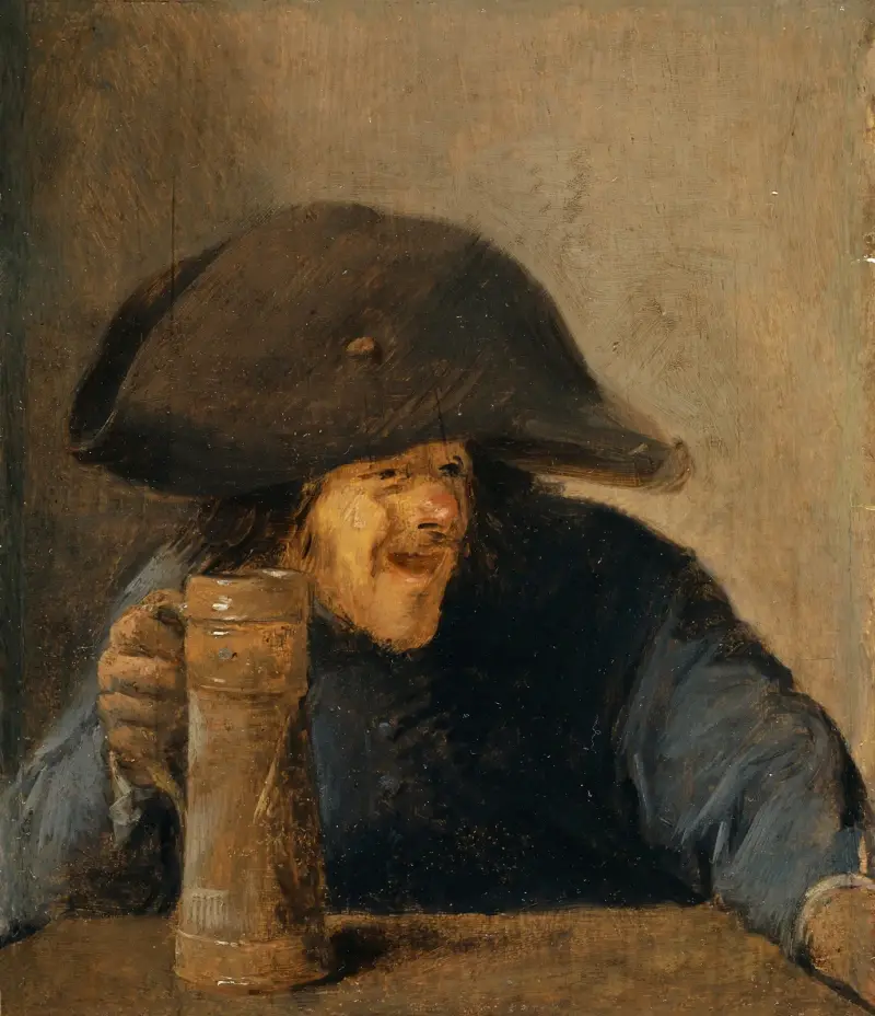 Bonde med trekornshatt och sejdel av Adriaen Brouwer