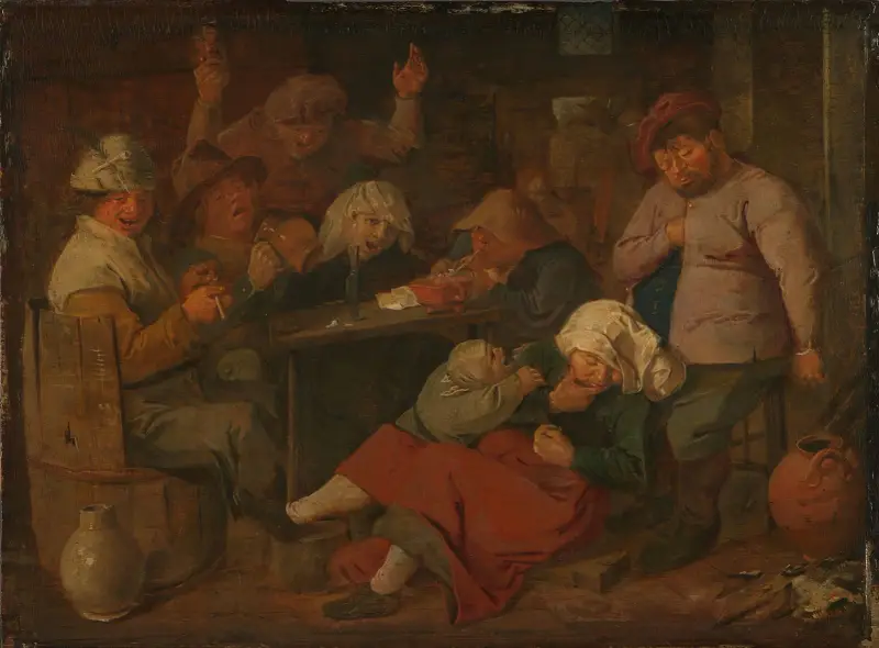 Armes Volk beim Trinken in der Schenke von Adriaen Brouwer