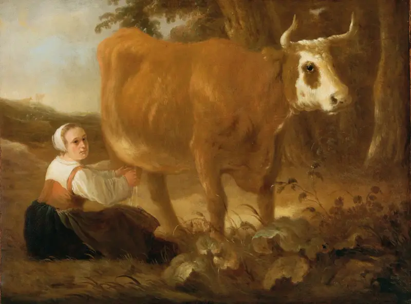 A Milkmaid With A Cow av Aelbert Cuyp