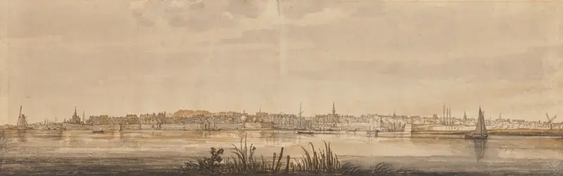 Panoramavy över Dordrecht och floden Maas av Aelbert Cuyp