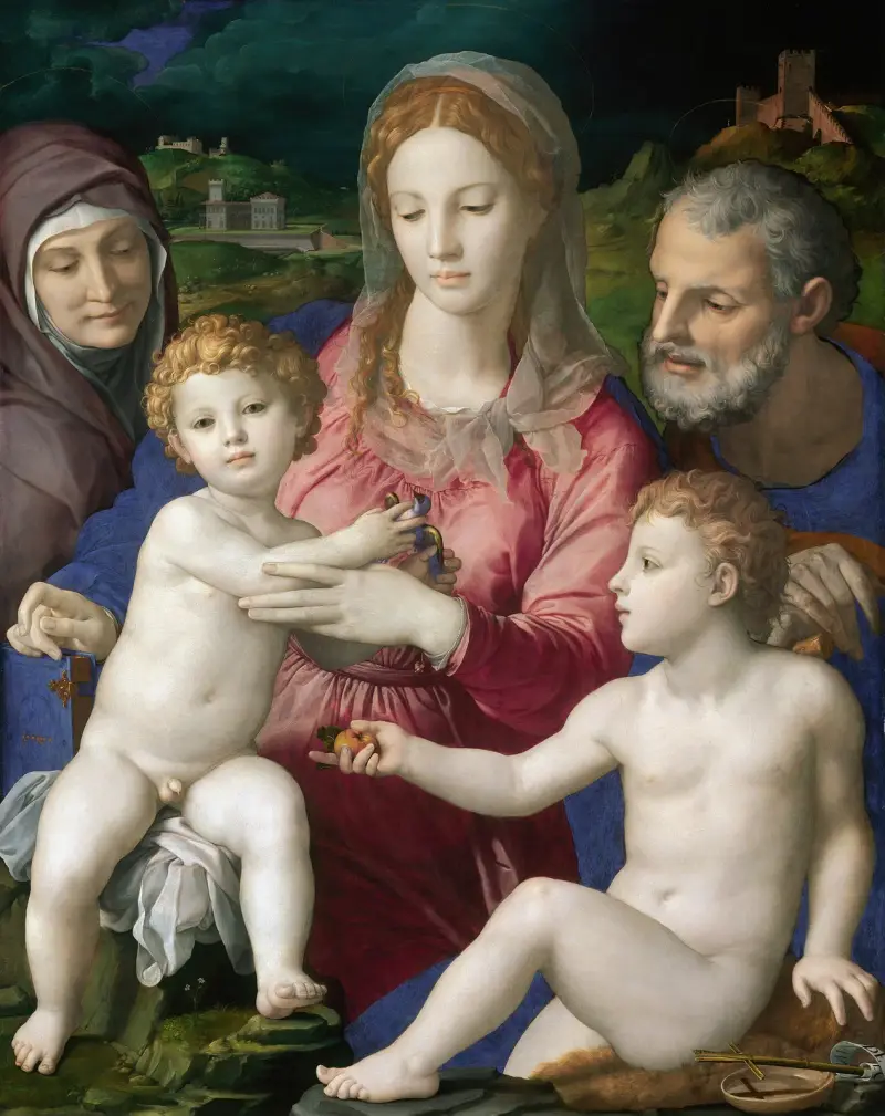 Den heliga familjen med den heliga Anna och den unge Johannes av Agnolo Bronzino