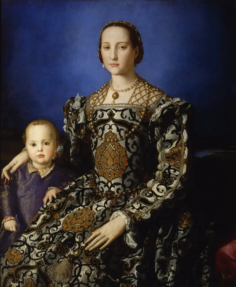 Porträt der Eleonora von Toledo mit ihrem Sohn Giovanni de' Medici von Agnolo Bronzino