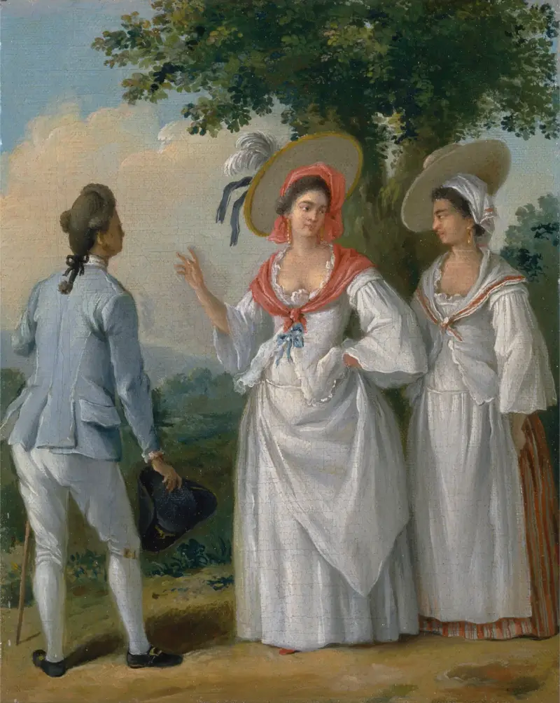 Fria västindiska kreoler i elegant klädsel av Agostino Brunias