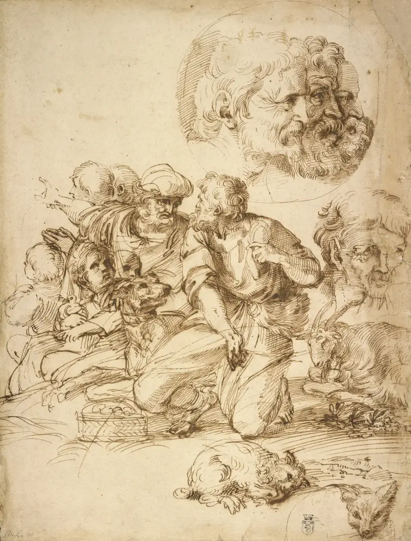 En grupp herdar och andra studier av Agostino Carracci