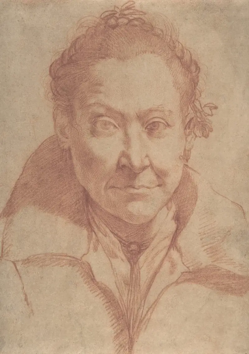 Halvfigurporträtt av en kvinna av Agostino Carracci