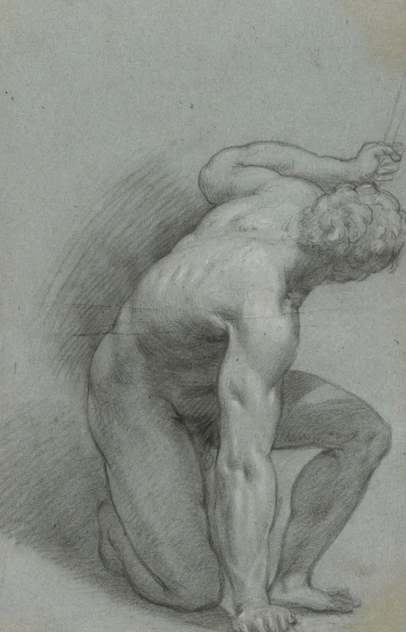 Kneeling Figure av Agostino Carracci