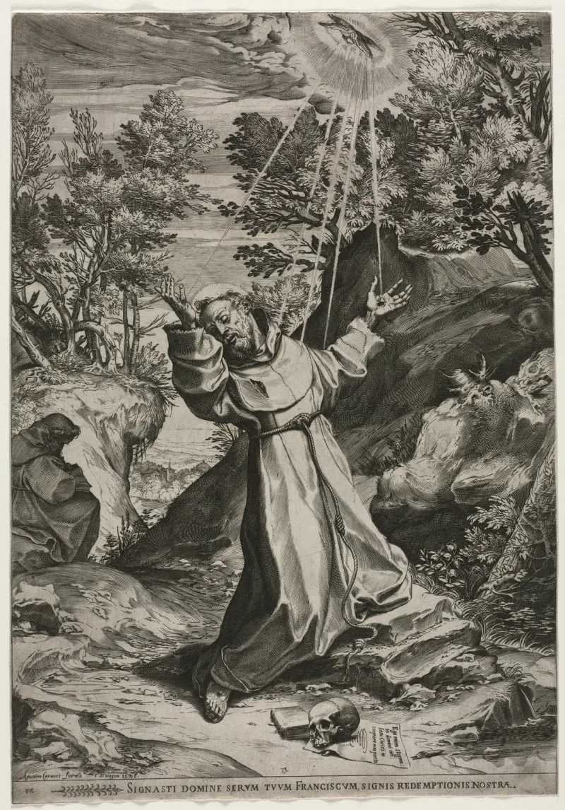 Der heilige Franziskus empfängt die Stigmata von Agostino Carracci