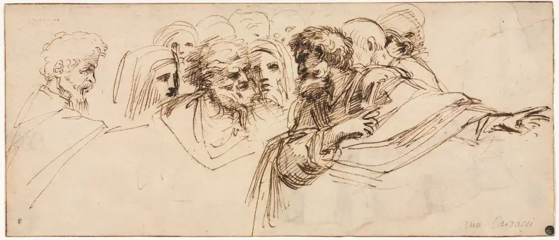 Study of Heads (recto) (2nd half 1500s) av Agostino Carracci