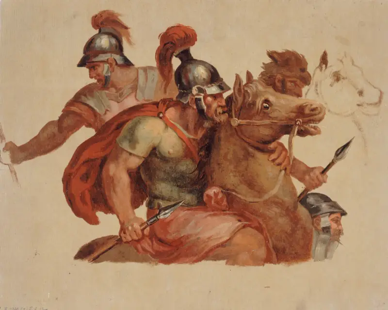 Studier av antika ryttare, efter Charles Le Brun av Paul-Jacques-Aimé Baudry
