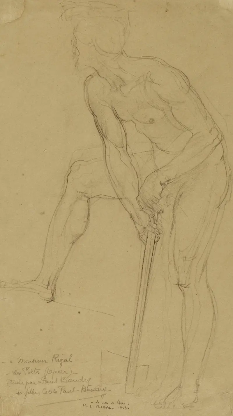Homme nu debout av Paul-Jacques-Aimé Baudry