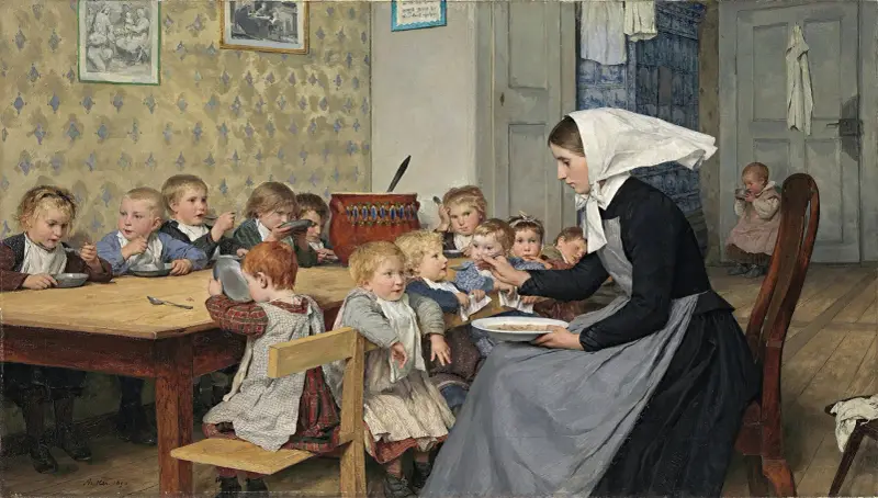 Die Kinderkrippe I av Albert Anker