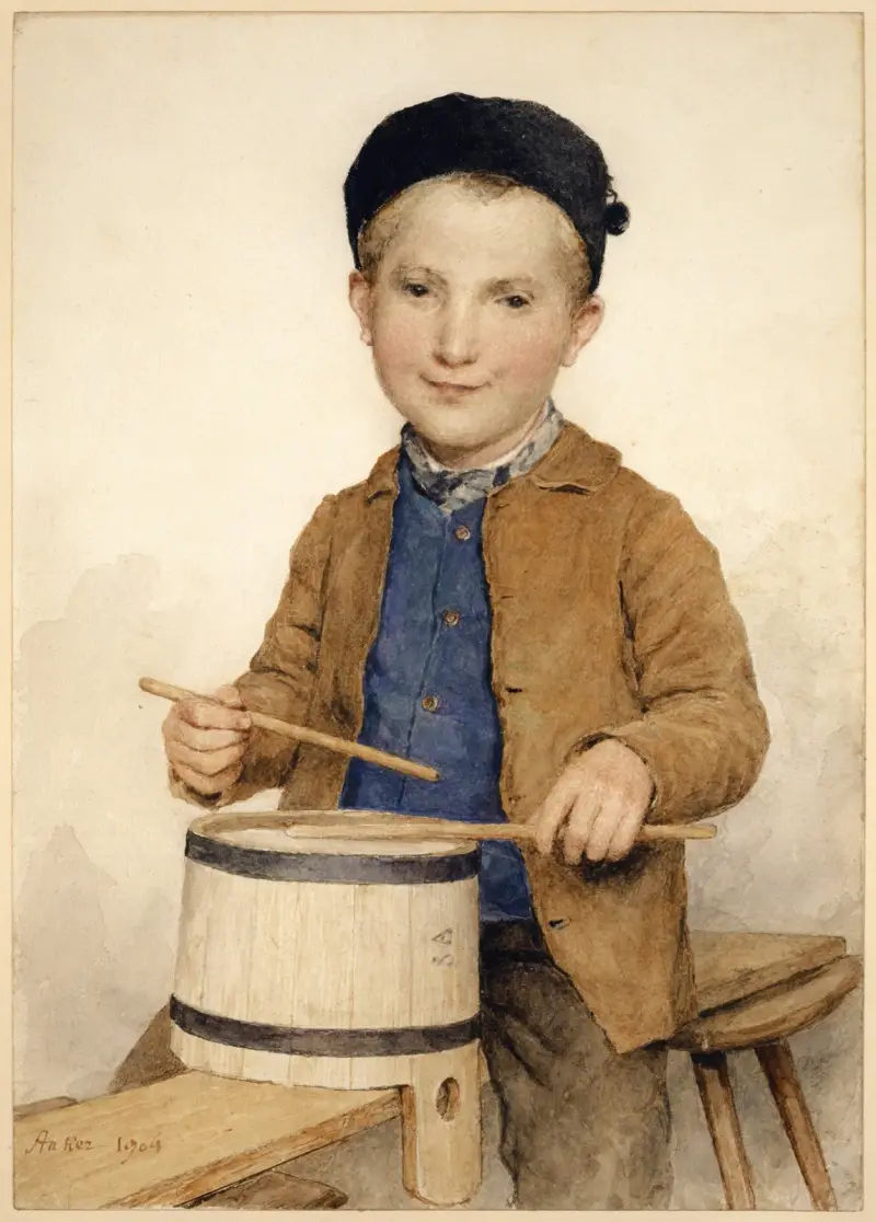 Chlapec s bubnem, Albert Anker