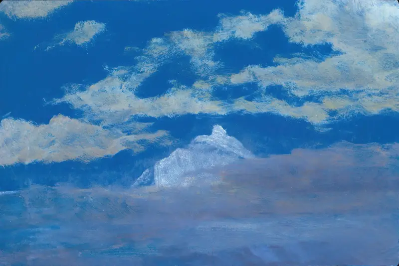 Studium chmur ze szczytem górskim, Albert Bierstadt