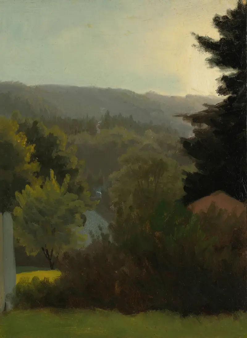 Zalesněné kopce, Albert Bierstadt