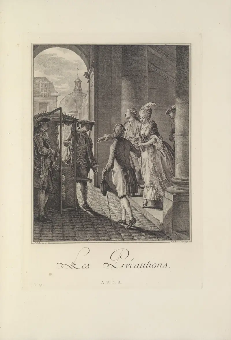 Lés Précautions (P. A. Martini after J. M. Moreau le Jeune) av Albert Christophle