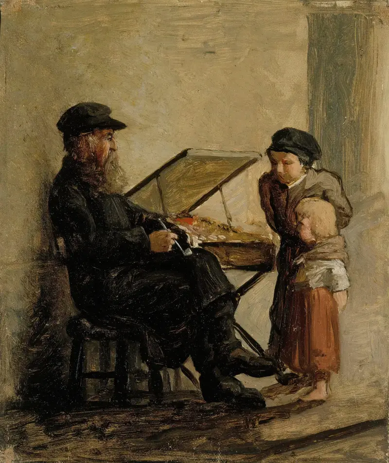 A Russian Salesman of Sweet Cakes at the Helsinki South Harbour Market, sketch, Albert Edelfelt