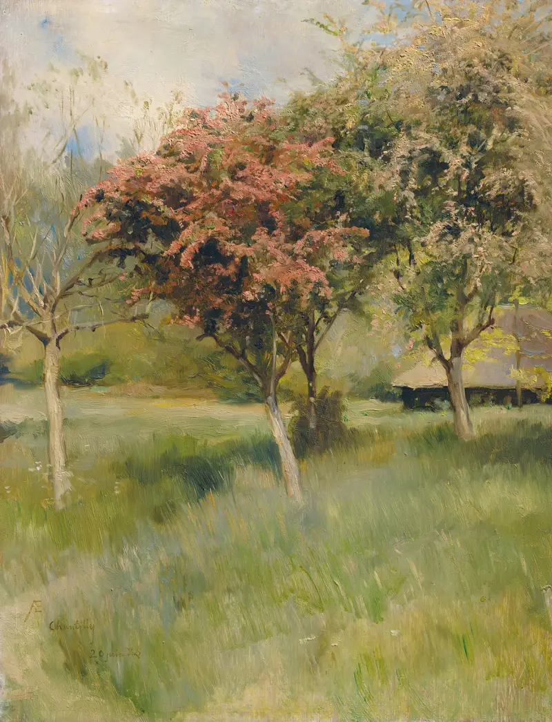 Blommande hagtorn (Vy från Chantilly), Albert Edelfelt