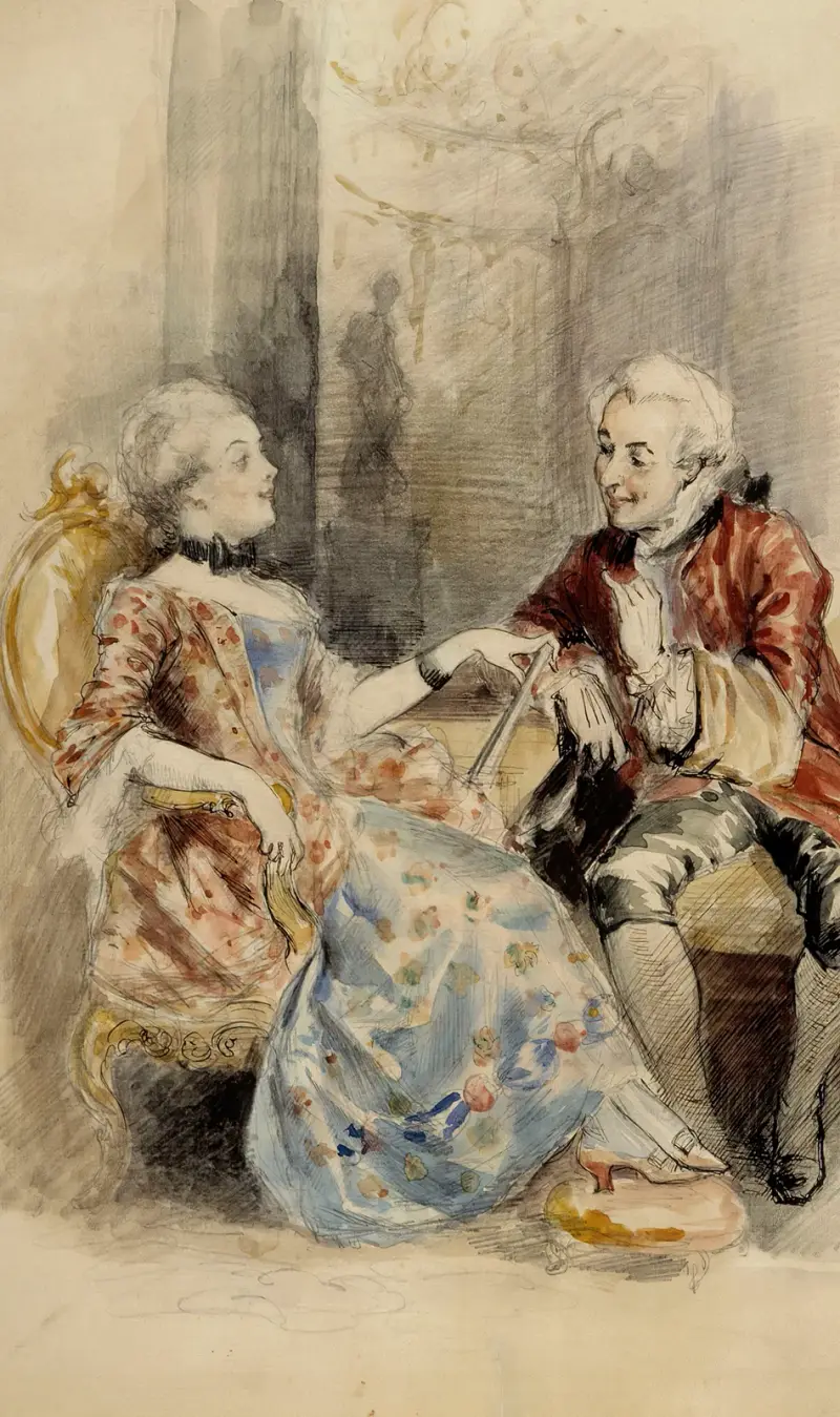 Couple Having a Conversation, Rococo Attire, Albert Edelfelt