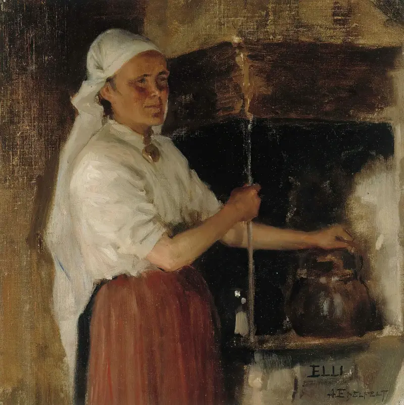 Elli Jäppinen at the Stove, study von Albert Edelfelt