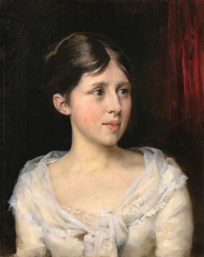 Flicka i vit klänning av Albert Edelfelt