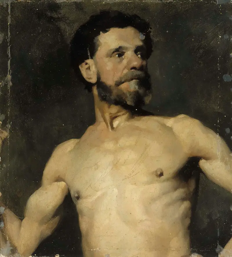 Mužský model, studie, Albert Edelfelt