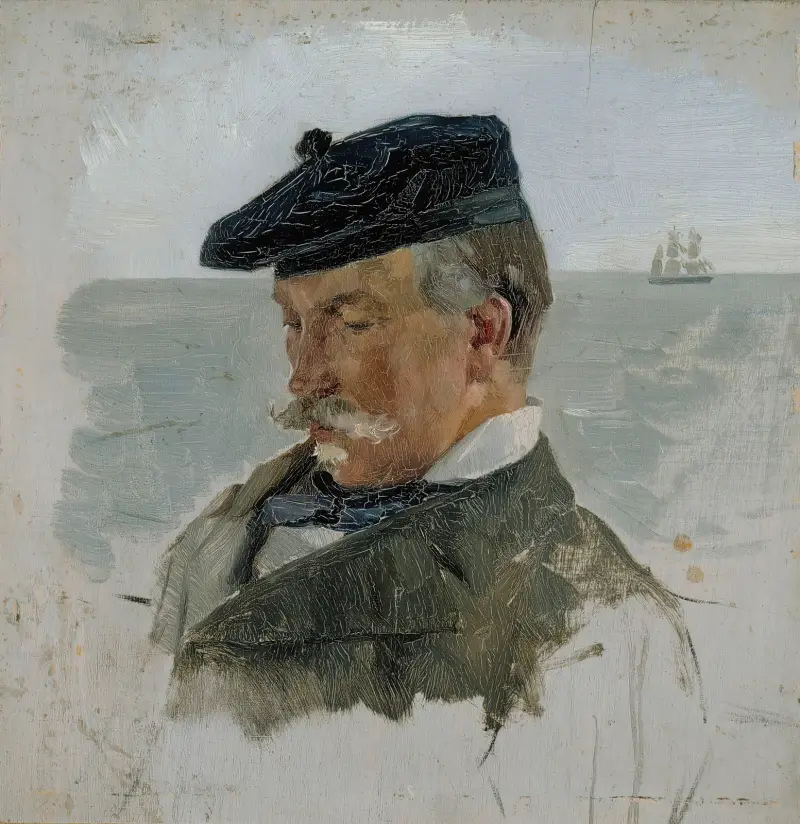 Portrait Sketch of Adolf von Becker the Painter von Albert Edelfelt
