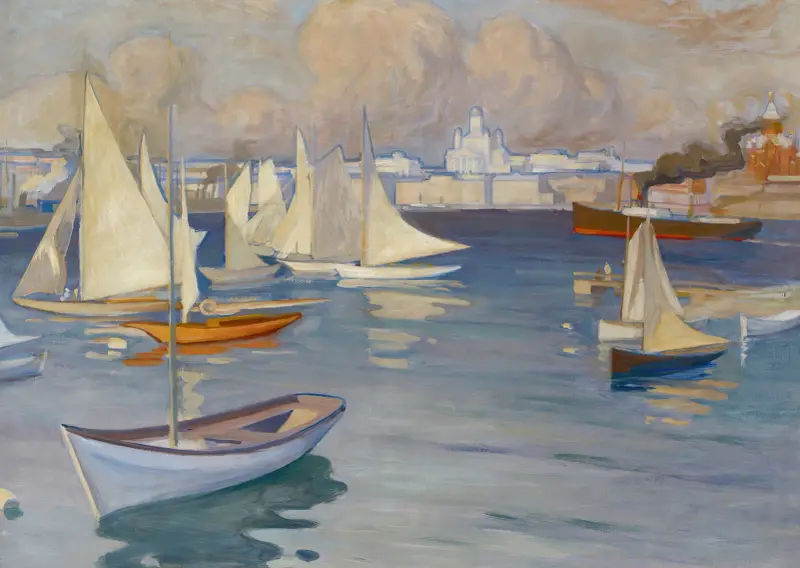 The Nyländska Jaktklubben Harbour in Helsinki, Albert Edelfelt