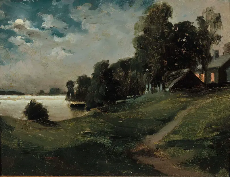 Villa at Haikko in the Moonlight, Albert Edelfelt