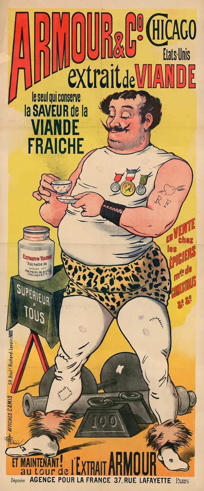 Armour & Cie. Chicago, Etats-Unis. Köttextrakt, det enda som bevarar smaken av färskt kött av Albert Guillaume
