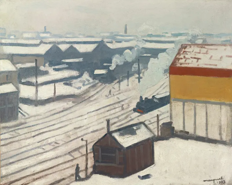 Gare Montparnasse i snö av Albert Marquet