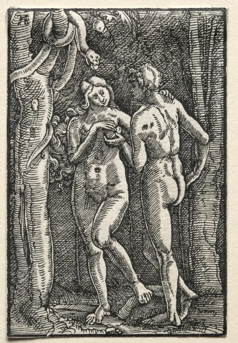 Adam och Eva äter den förbjudna frukten av Albrecht Altdorfer