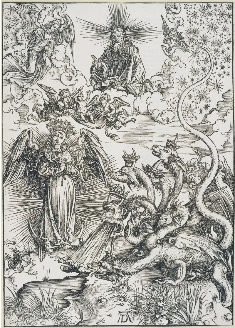 Die Sonnenfrau und der siebenköpfige Drache von Albrecht Dürer