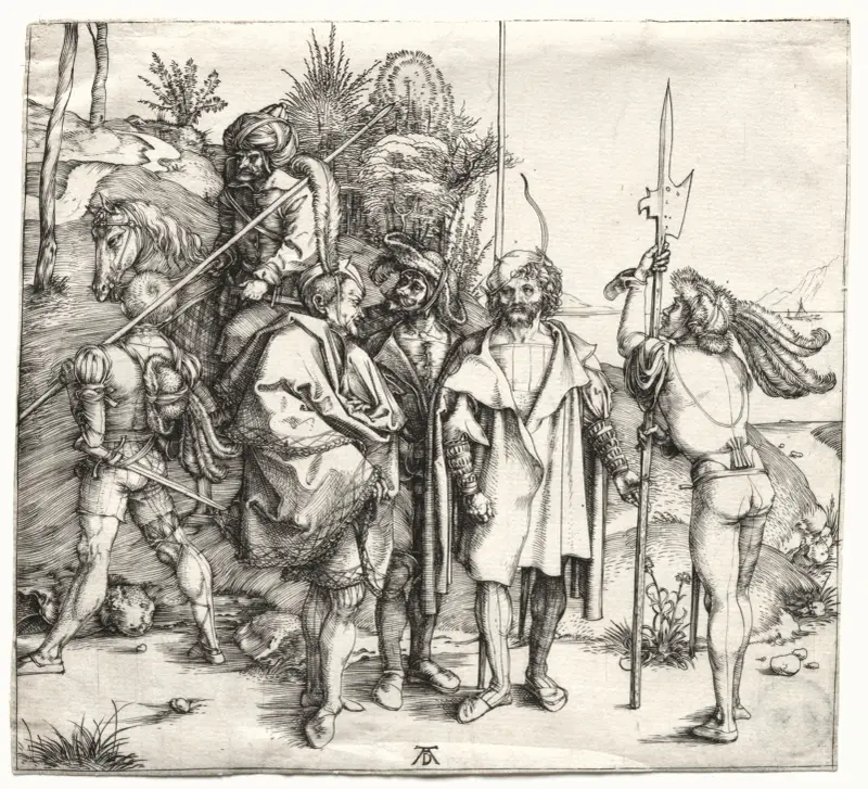 Five Soldiers and a Turk on Horseback (probably 1496) av Albrecht Dürer