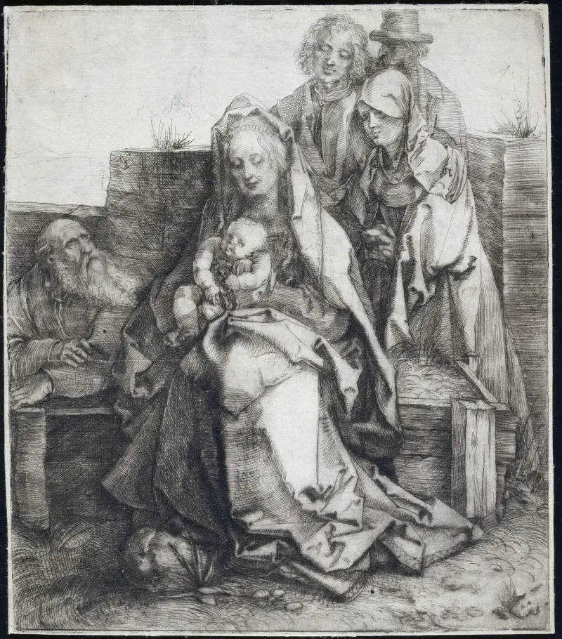 Den heliga familjen med Johannes, Magdalena och Nikodemus av Albrecht Dürer