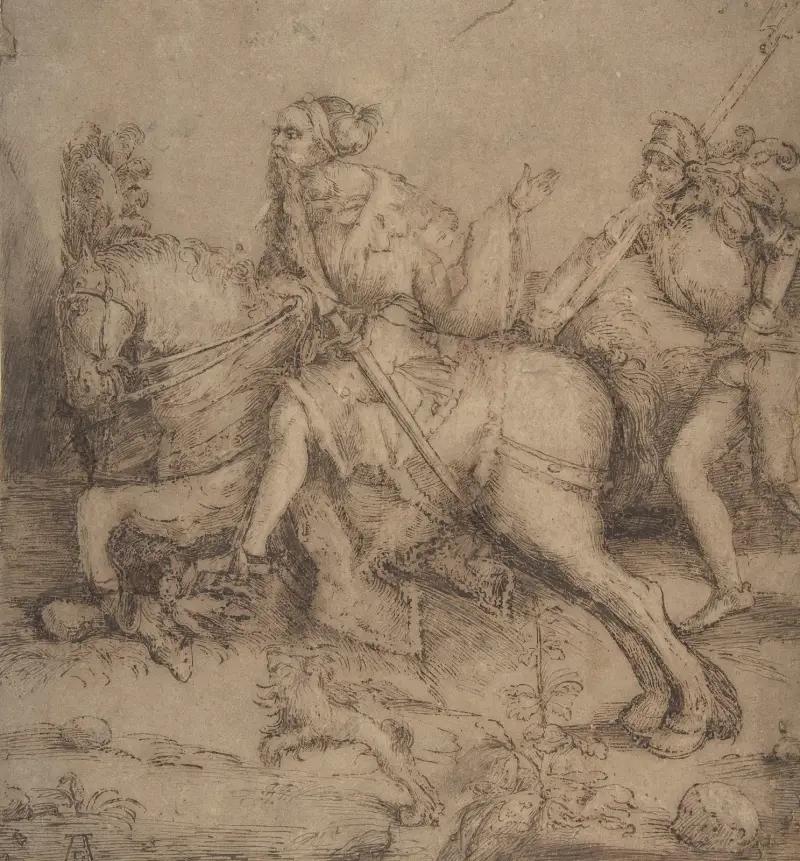 Riddare till häst och landsknekt av Albrecht Dürer
