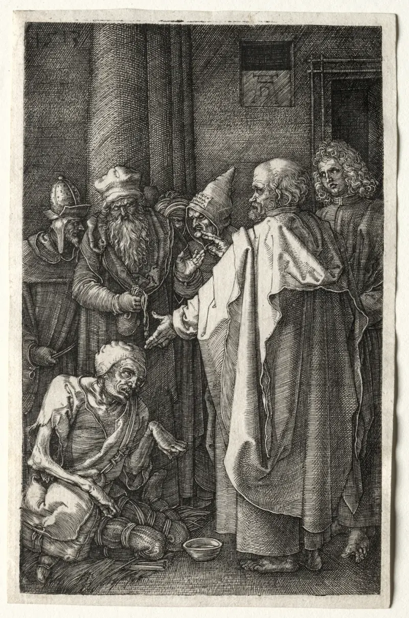 Petrus och Johannes botar den lame vid templets port av Albrecht Dürer