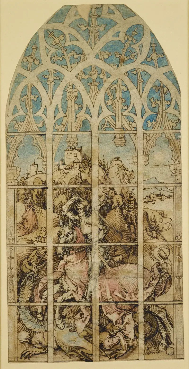 Skiss till glasmålning med Sankt Göran av Albrecht Dürer