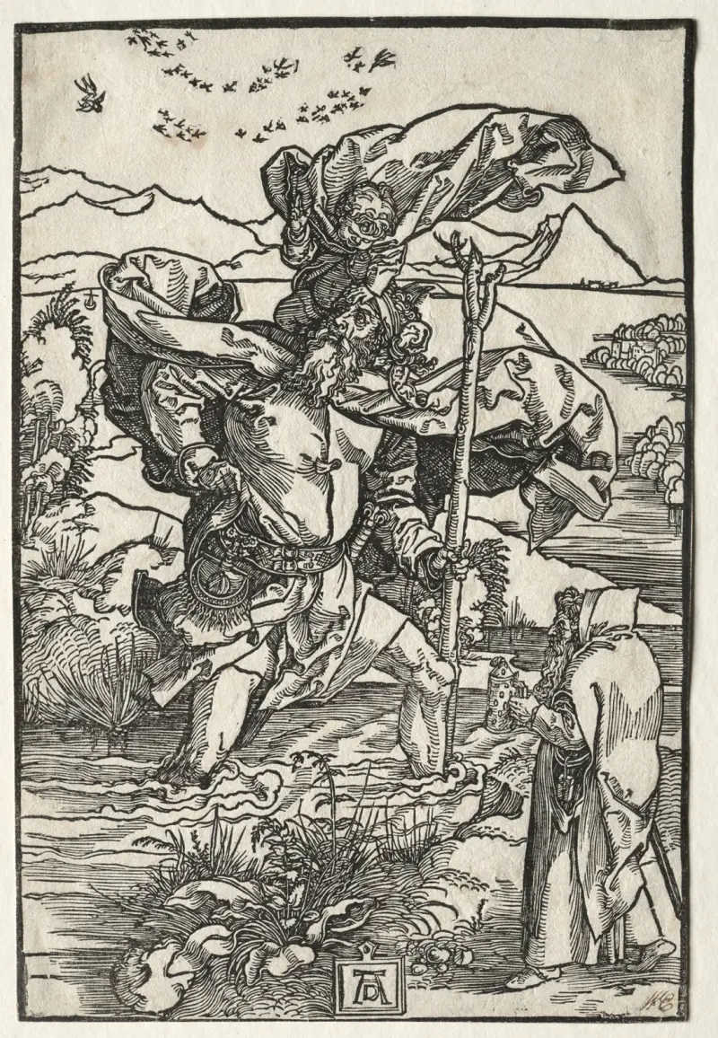 Der heilige Christophorus mit den Vögeln von Albrecht Dürer