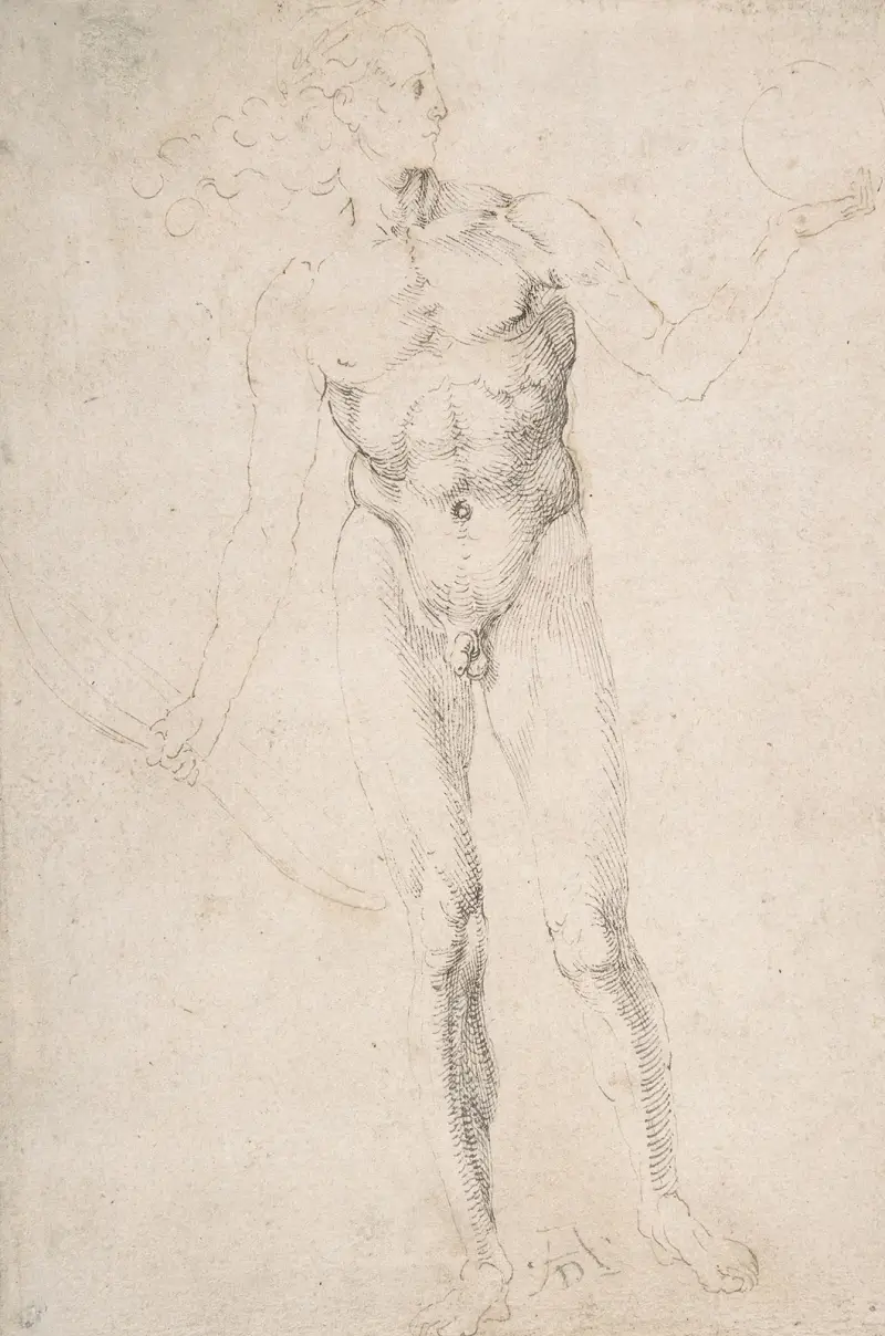 Stående naken man med båge (Poynter Apollo) av Albrecht Dürer