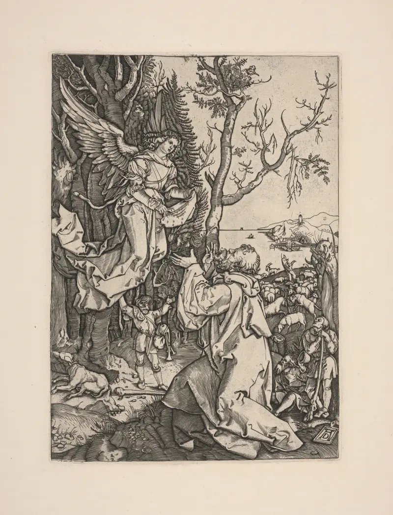 Ängeln uppenbarar sig för Joachim, 1504 av Albrecht Dürer