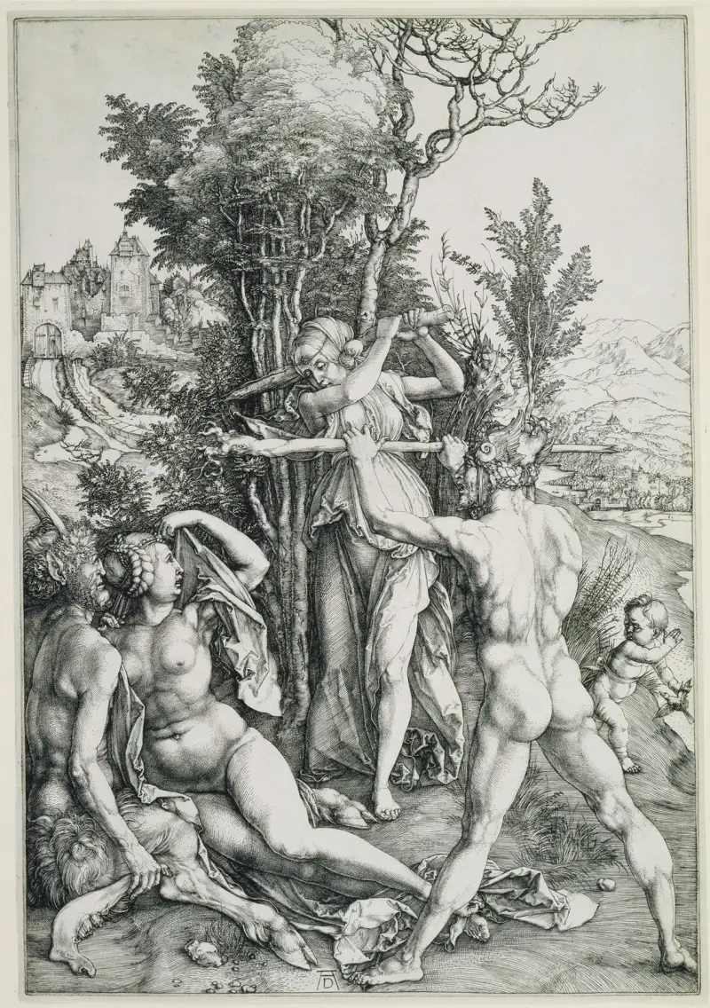 Dygdens och njutningens kamp inför Herkules av Albrecht Dürer