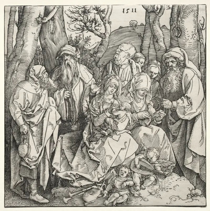Die Heilige Familie mit zwei musizierenden Engeln von Albrecht Dürer