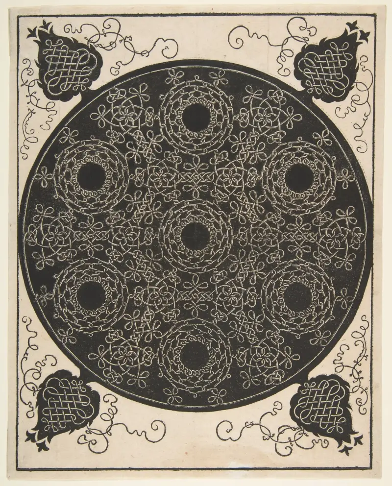 Der sechste Knoten. Rund mit Flechtwerk und sieben Kränzen von Albrecht Dürer