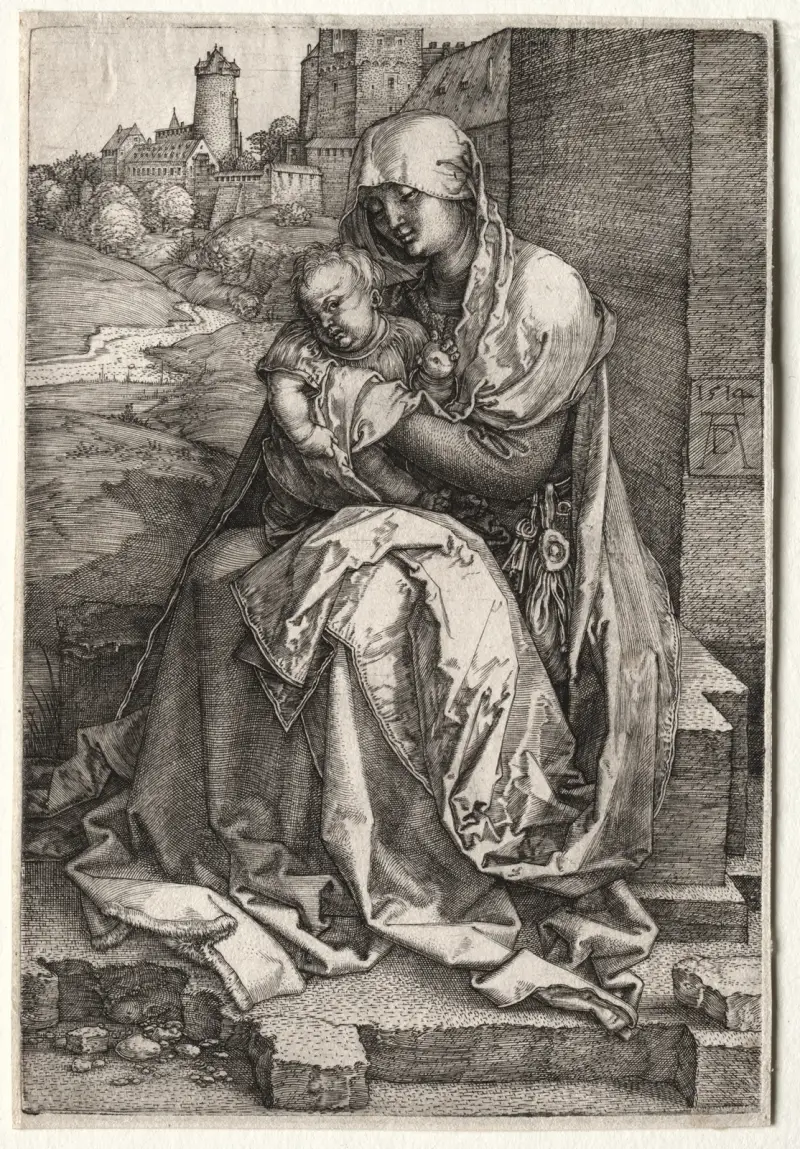 Die Jungfrau und das Kind an der Mauer von Albrecht Dürer