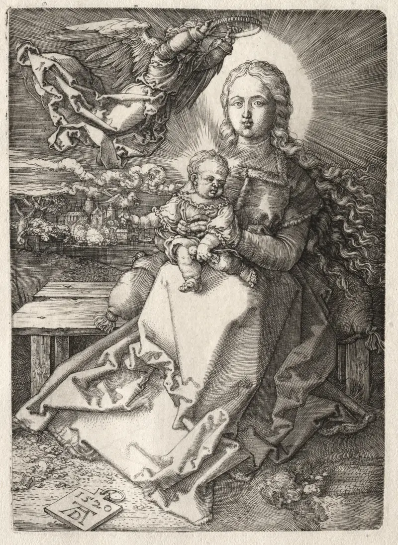 Jungfrun kröns av en ängel av Albrecht Dürer